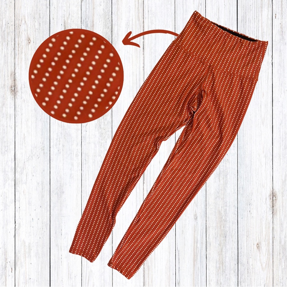 Strut-This Leggings Rust Orange With White Polka Dots One Size USA Made